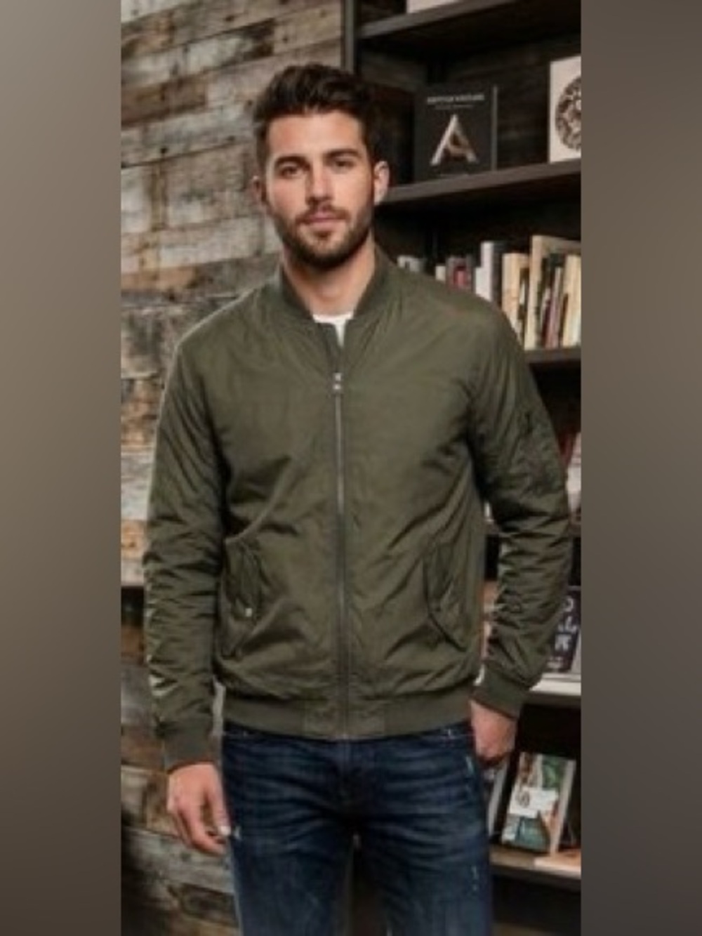 H&M ‘Label of Graded Goods’ Olive Green Bomber Jacket